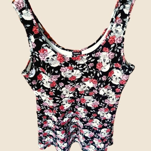 TORRID Plus Size Women's Rose/ Skull Skater Midi dress 2X - Picture 7 of 16